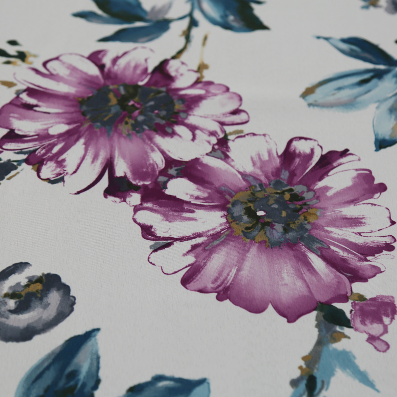 Blue Leaf Purple Floral Printed Tablecloth