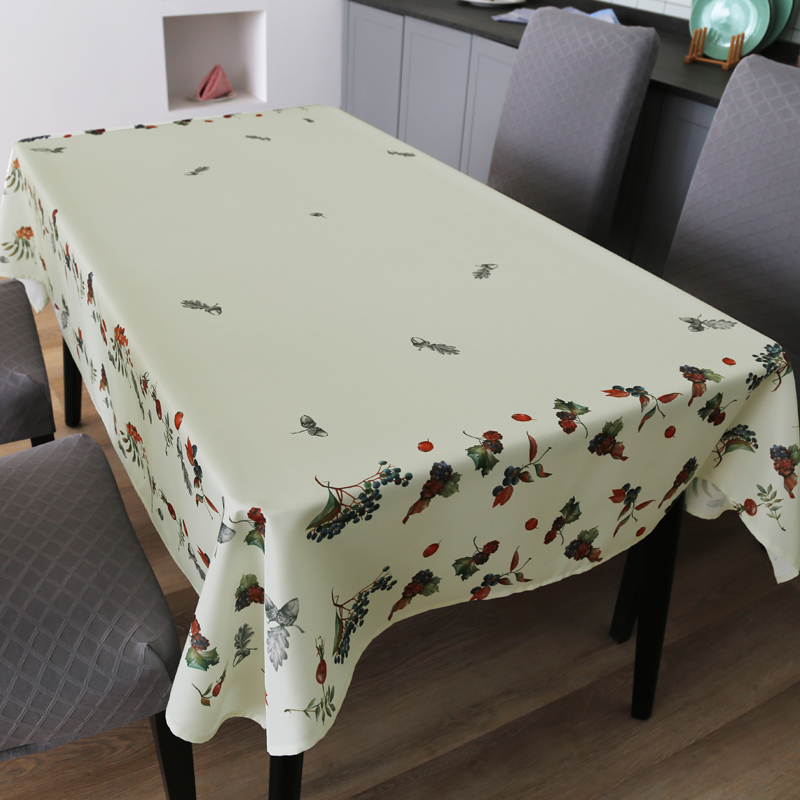 Floral Printed Tablecloth With Yellow Base