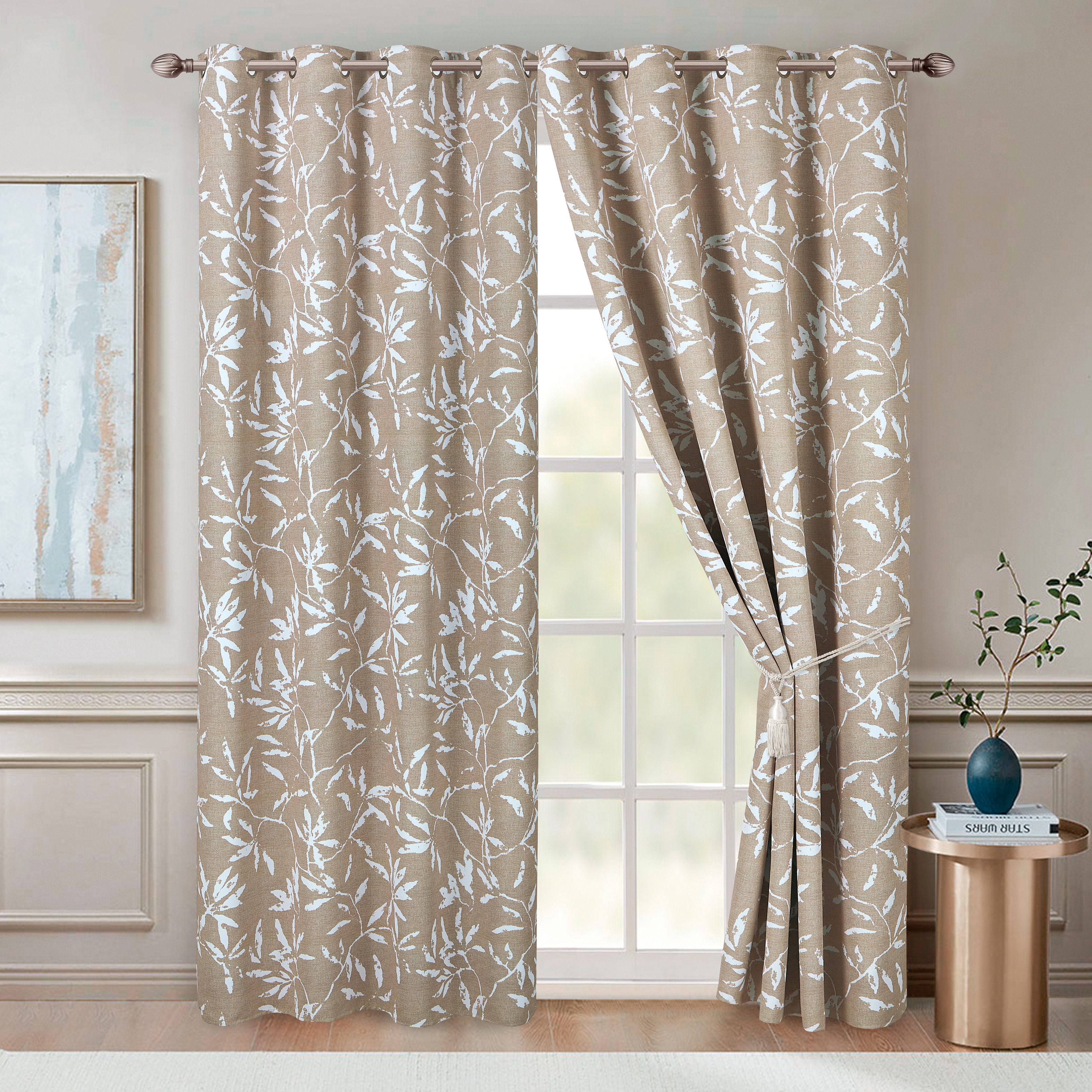 Leaf Printed Blackout Curtain