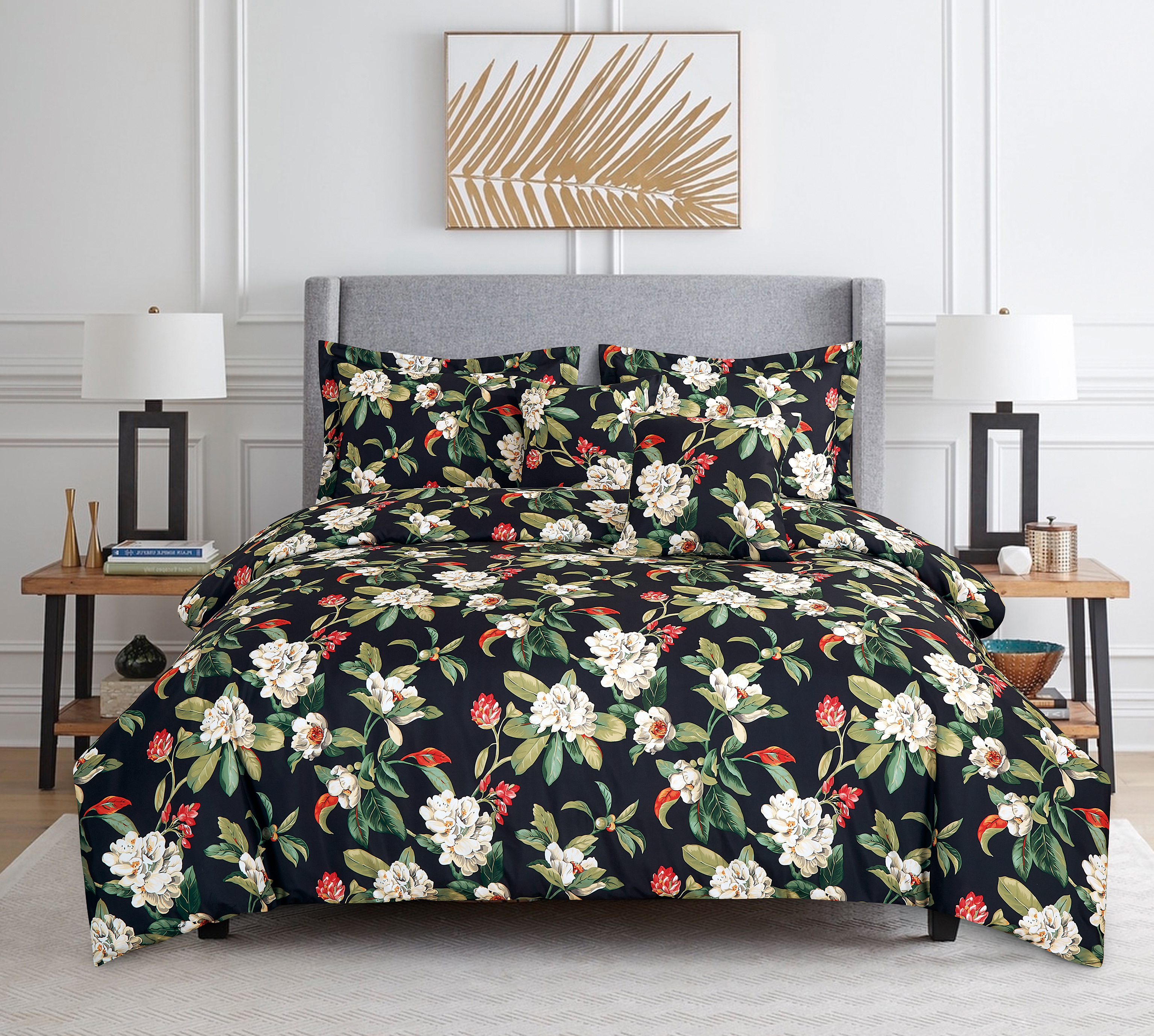 Black Peony Printed Bed Kit