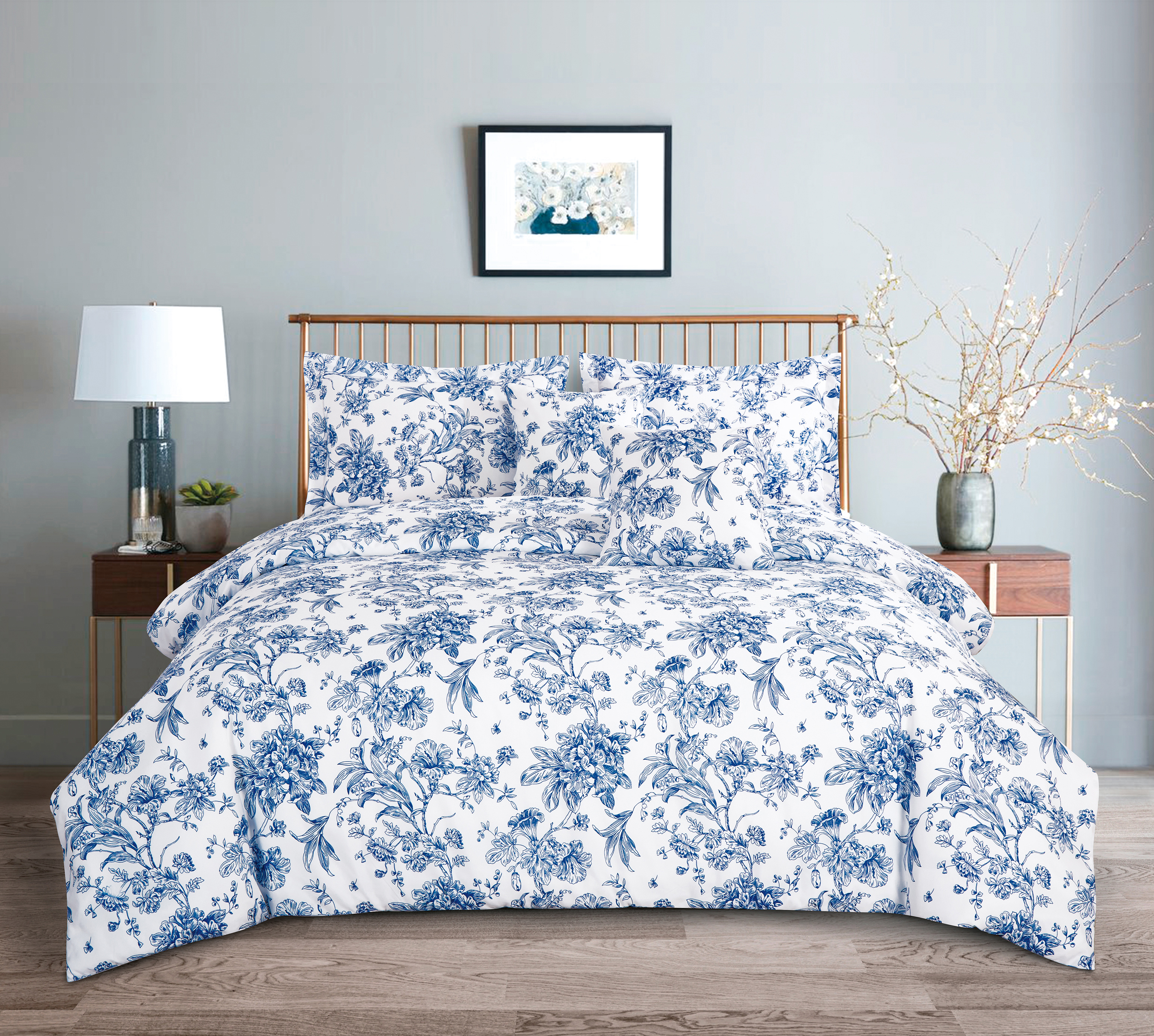 Blue Printed Bedding Set