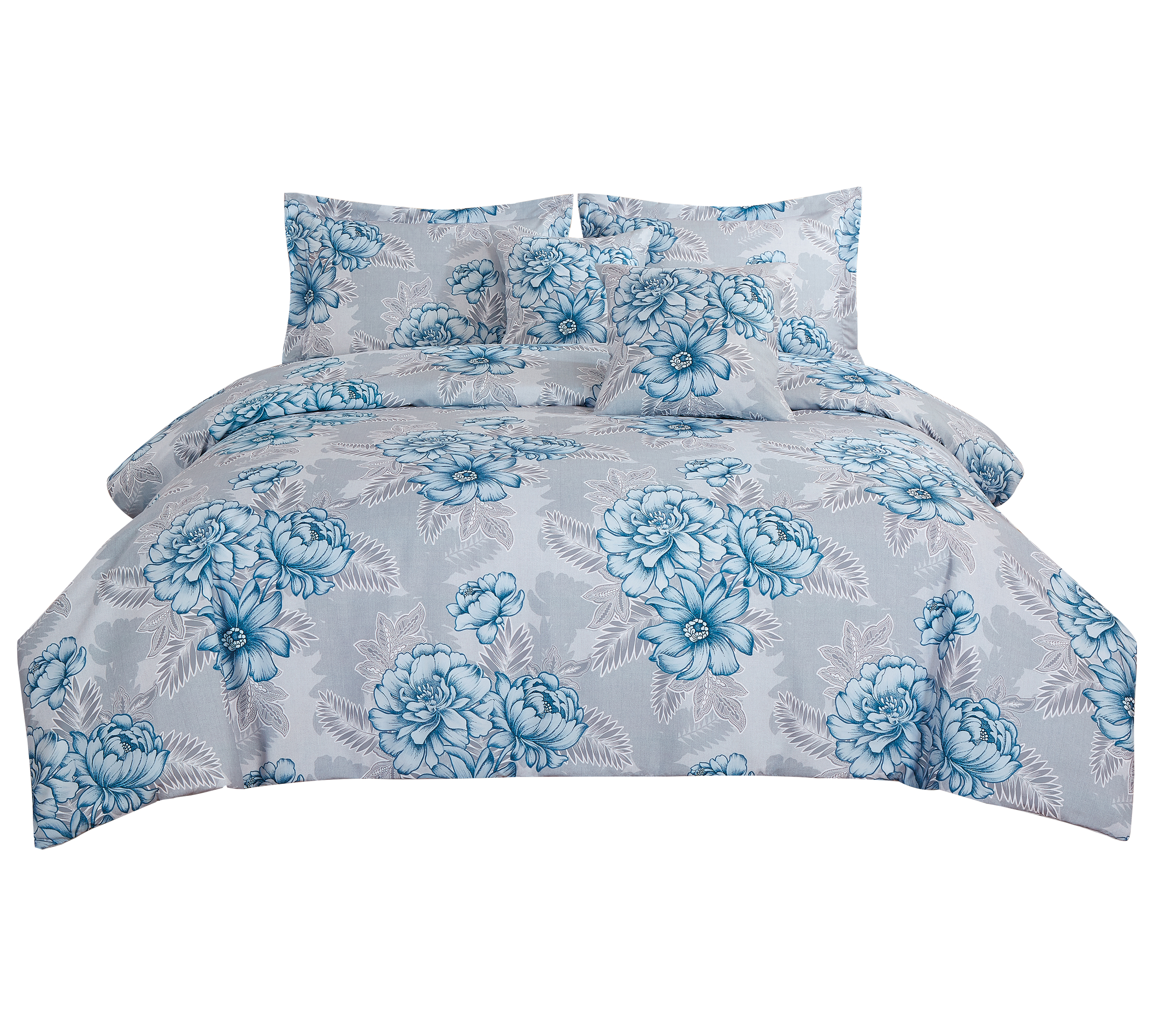 Big Blue Peony Printing Bedding Set