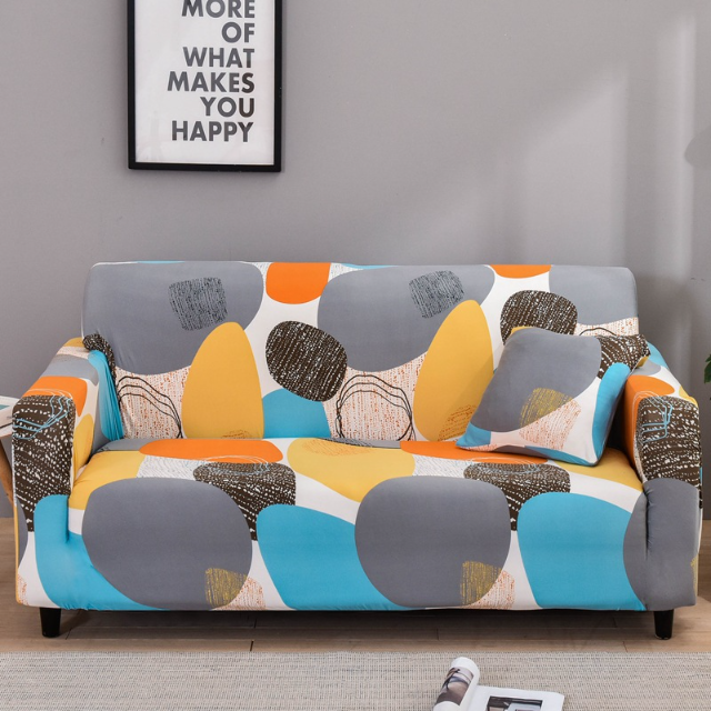 Irregular Round Elastic Printing Sofa Cover